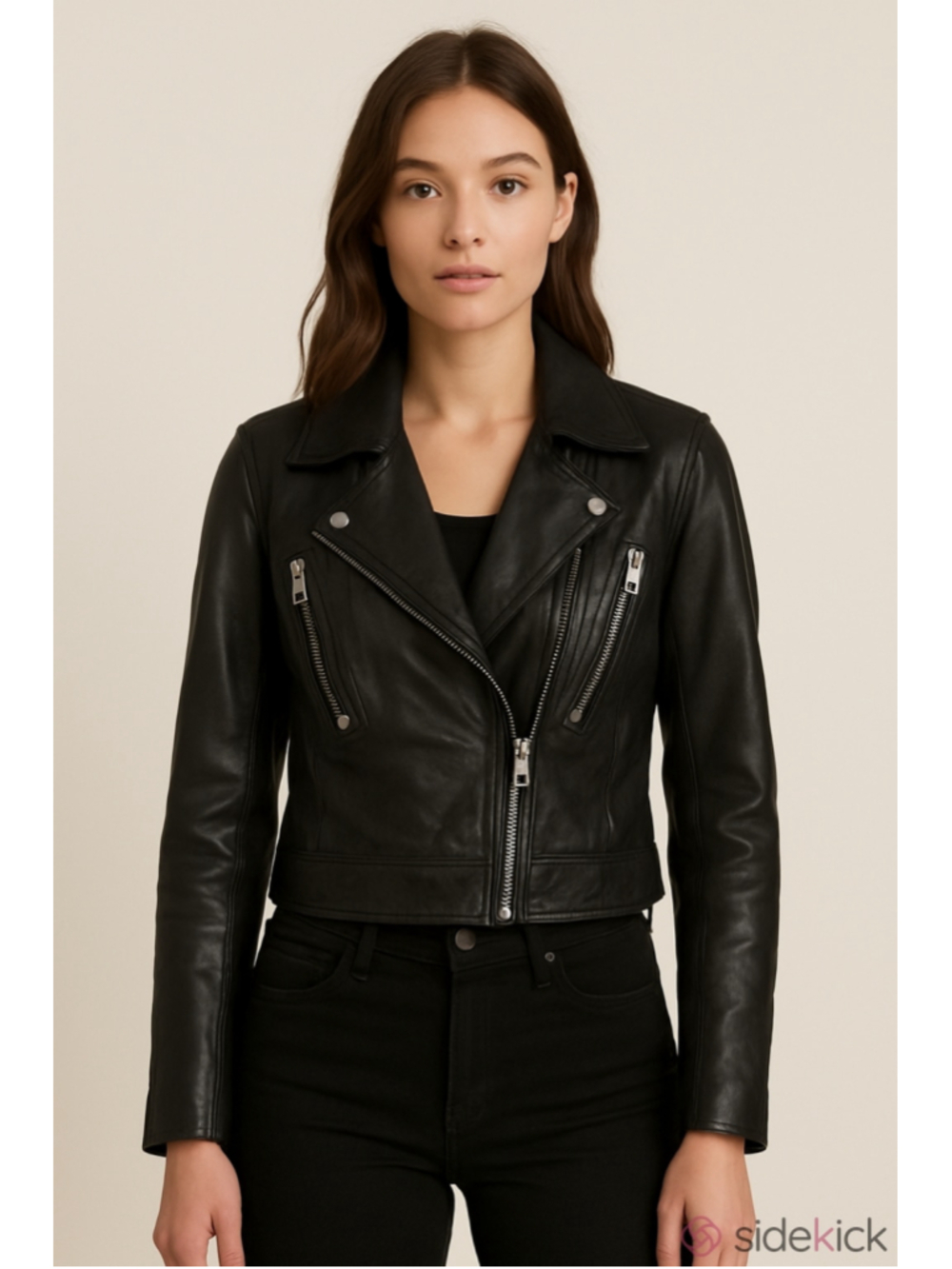 My Tribe Moto Black Leather Jacket Size XS
